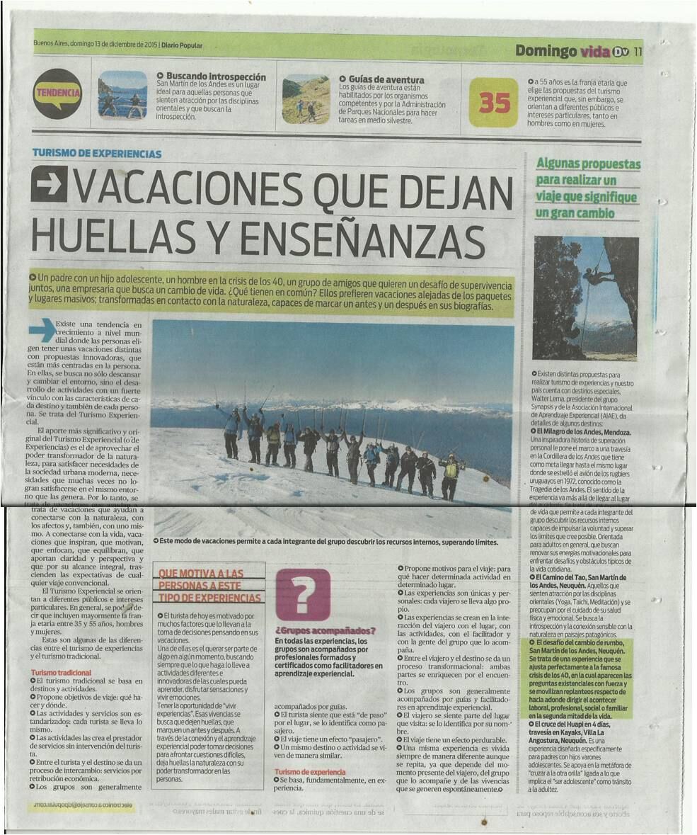 Página del suplemento Domingo Vida de Diario Popular